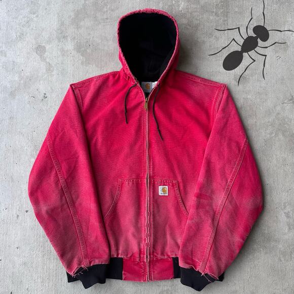 Vintage Y2K Carhartt red hooded work wear jacket - Picture 1 of 8